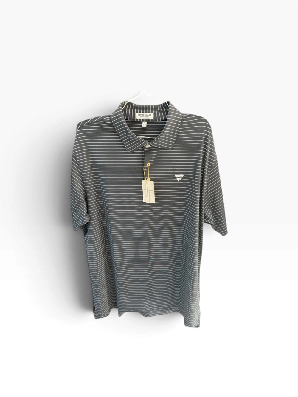 Peter Millar Crown Sport Summer Comfort Gray/White Polo Fanatics Size L-NWT